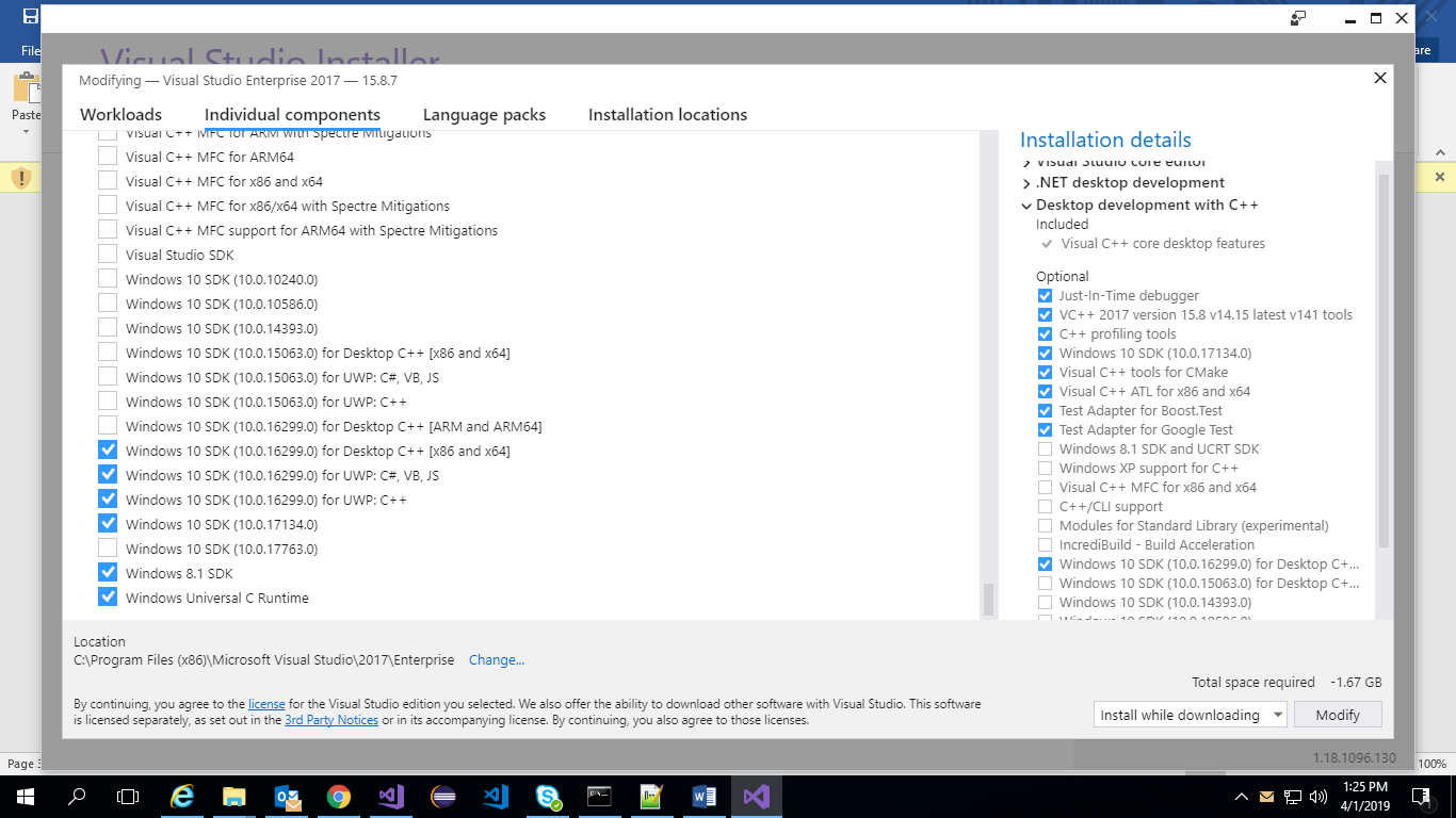 visual studio 2019 change install location